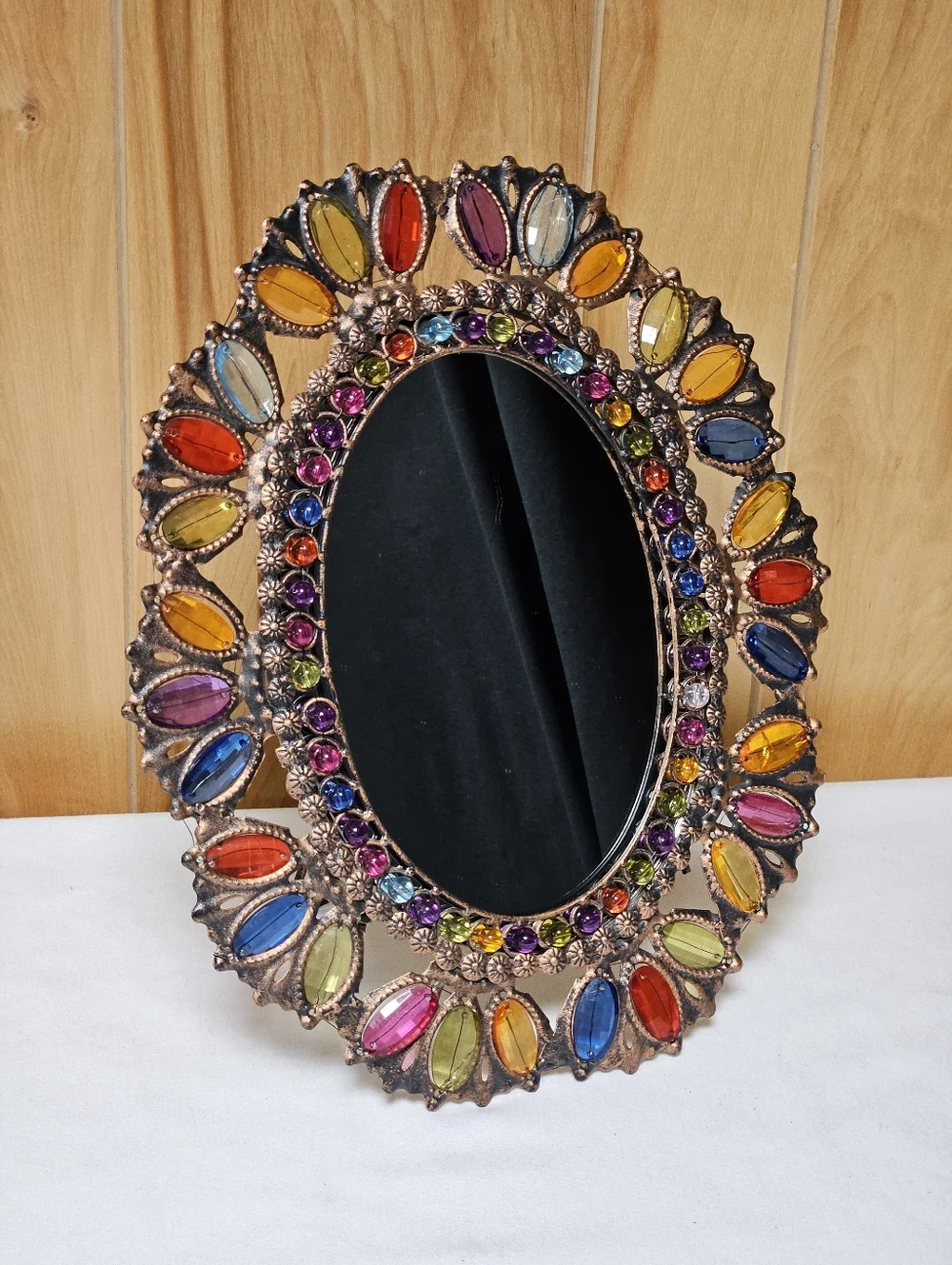 Pier 1 Imports Oval Jeweled Mirror Boho Bohemian 15